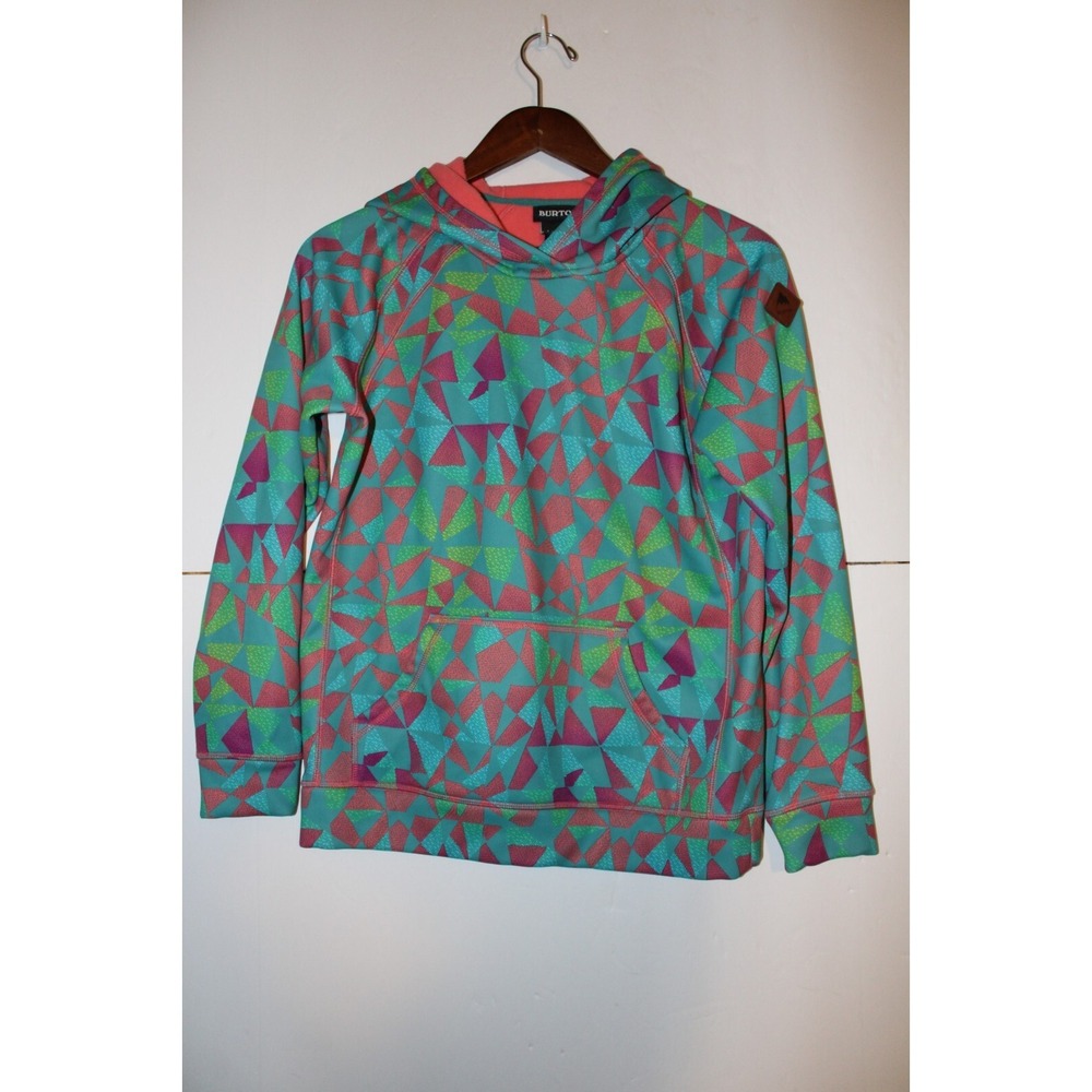 Burton Hoodie Crown Colorful Geometric Girl's L Retro Fleece Lined